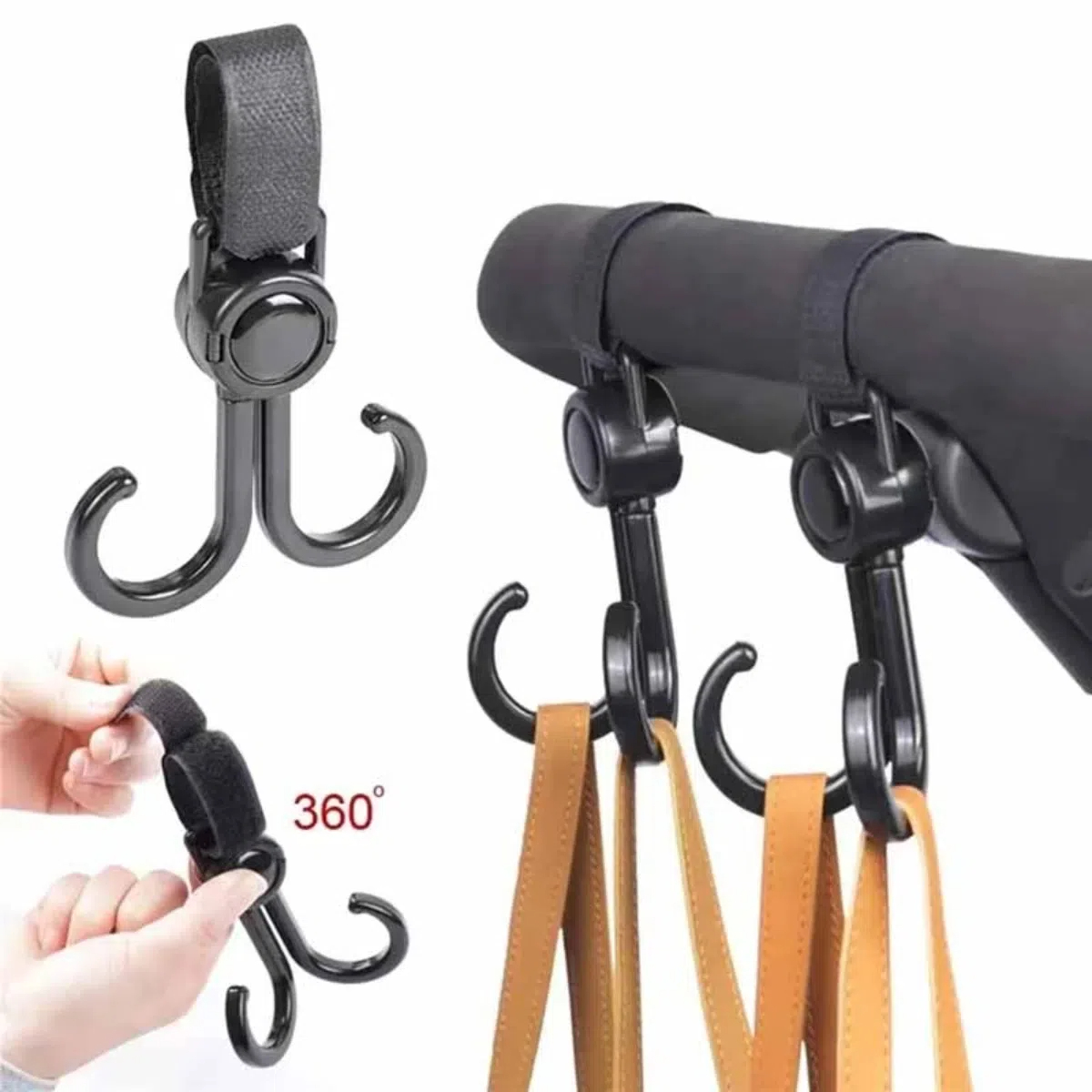 Travel Accessories For 3 Year Old - Rotatable Double Hooks Baby Stroller Travel
